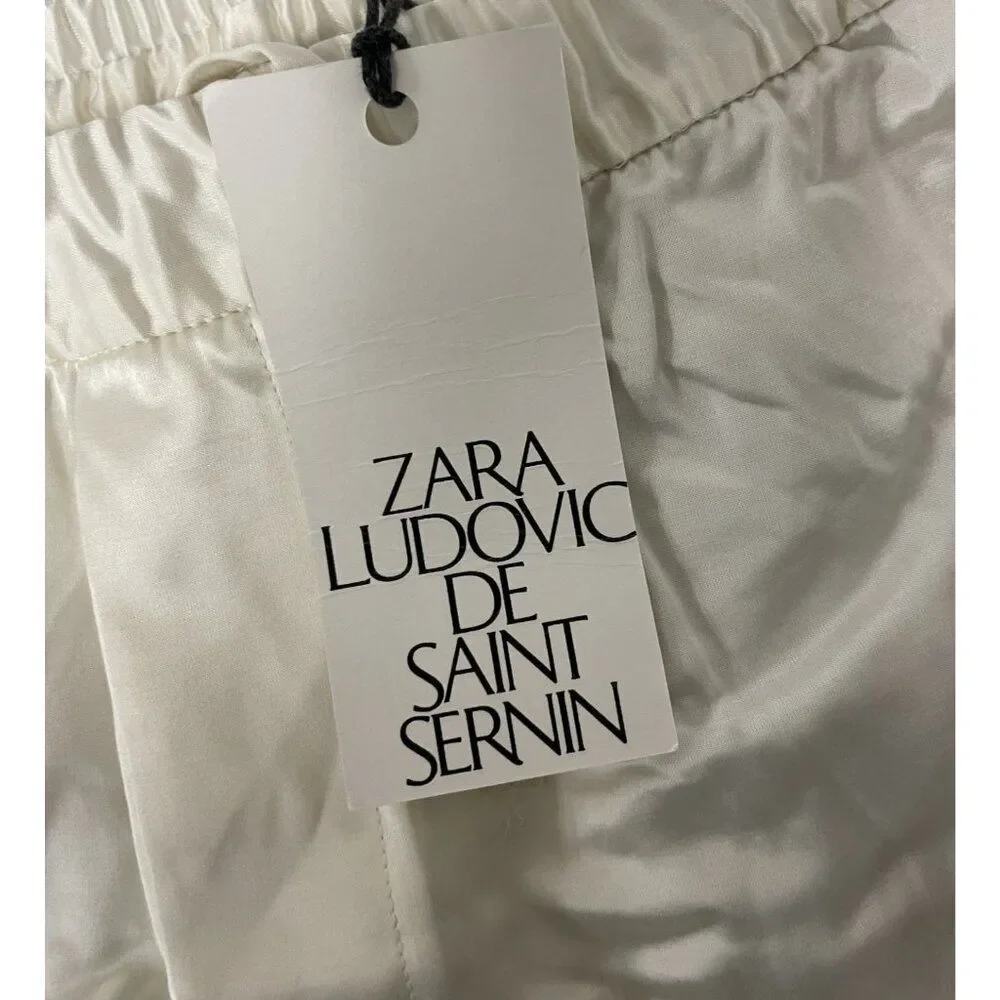 Zara Ludovic De Saint Sernin Womens Pants L White Satin Trousers 9118/604 NWT - Picture 5 of 14